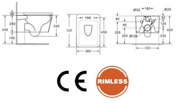 ΛΕΚΑΝΗ ΚΡΕΜΑΣΤΗ ALPHA RIMLESS ΜΕ  ΚΑΠΑΚΙ SOFTCLOSE® PICCADILLY - Image 3
