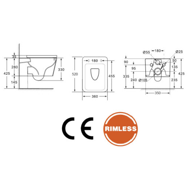 ΛΕΚΑΝΗ ΚΡΕΜΑΣΤΗ ALPHA RIMLESS ΜΕ  ΚΑΠΑΚΙ SOFTCLOSE® PICCADILLY - Image 3
