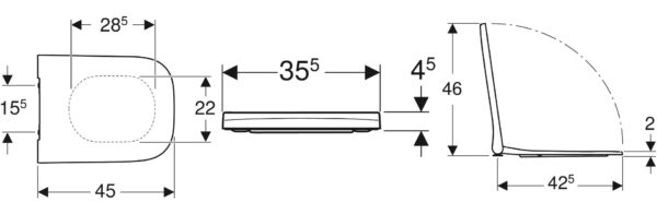 ΚΑΠΑΚΙ ΛΕΚΑΝΗΣ SMYLE SQUARE SLIM SOFTCLOSE® ΛΕΥΚΟ GEBERIT 45x35,5 (15,5) - Image 3