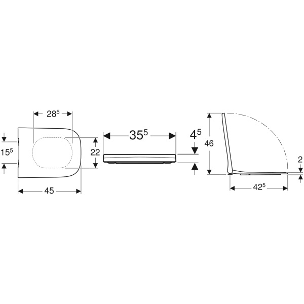 ΚΑΠΑΚΙ ΛΕΚΑΝΗΣ SMYLE SQUARE SLIM SOFTCLOSE® ΛΕΥΚΟ GEBERIT 45x35,5 (15,5) - Image 3