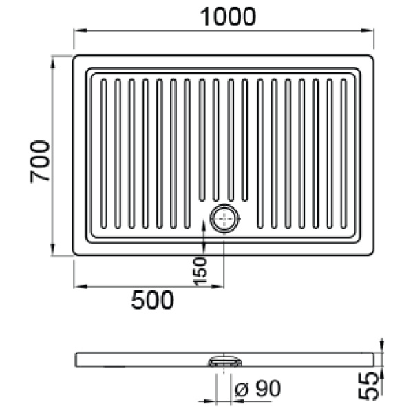 ΝΤΟΥΖΙΕΡΑ ΠΟΡΣΕΛΑΝΗΣ 100x70x5,5cm Φ90  ΡΟΜΑ ROCA - Image 2