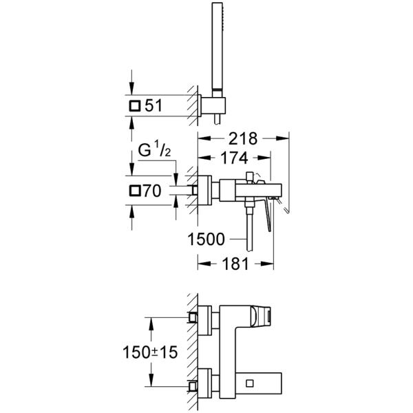 ΜΠΑΤΑΡΙΑ ΛΟΥΤΡΟΥ EUROCUBE 23141000 ΣΕΤ GROHE - Image 2