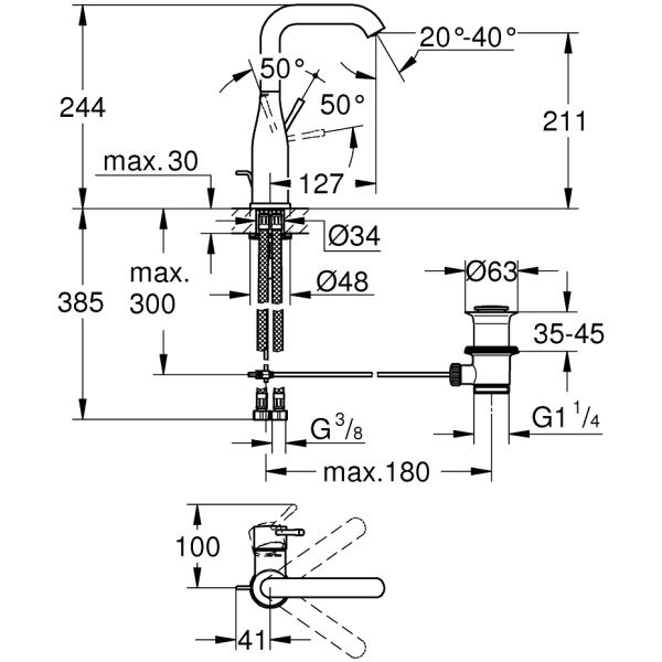 ΜΠΑΤΑΡΙΑ ΝΙΠΤΗΡΟΣ ESSENCE 32628001 ΨΗΛΗ ΧΡΩΜΕ GROHE - Image 3