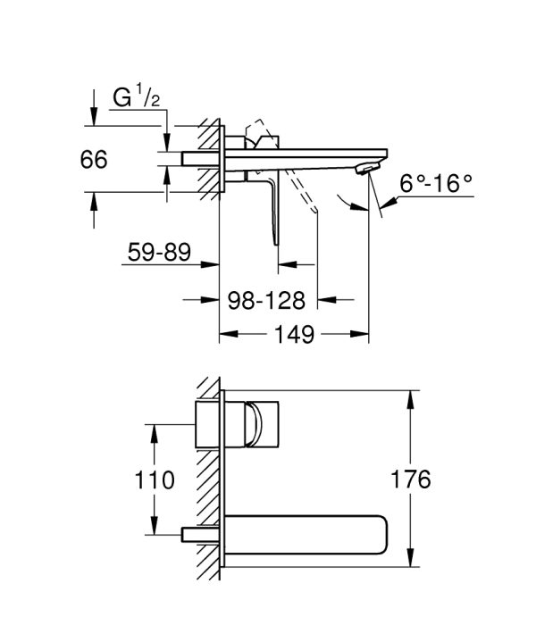 ΜΠΑΤΑΡΙΑ ΝΙΠΤΗΡΟΣ ΤΟΙΧΟΥ LINEARE 19409001 ΧΡΩΜΕ GROHE - Image 3