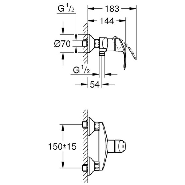 ΜΠΑΤΑΡΙΑ ΝΤΟΥΖΙΕΡΑΣ EUROSMART 33555002 ΧΡΩΜΕ GROHE - Image 2
