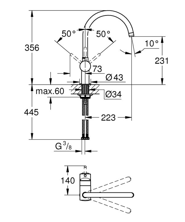 ΜΠΑΤΑΡΙΑ ΝΕΡΟΧΥΤΗ Ι MINTA ΨΗΛΗ 32917000 ΧΡΩΜΕ GROHE - Image 3