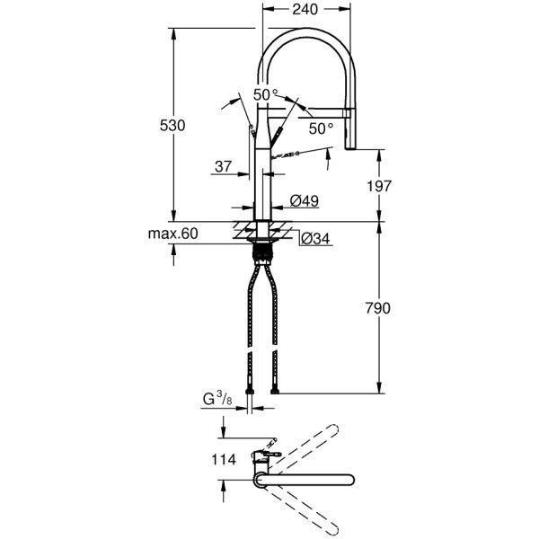 ΜΠΑΤΑΡΙΑ ΝΕΡΟΧΥΤΗ ESSENCE II 30294000 ΨΗΛΗ ΜΑΥΡΟ-ΧΡΩΜΕ GROHE - Image 3