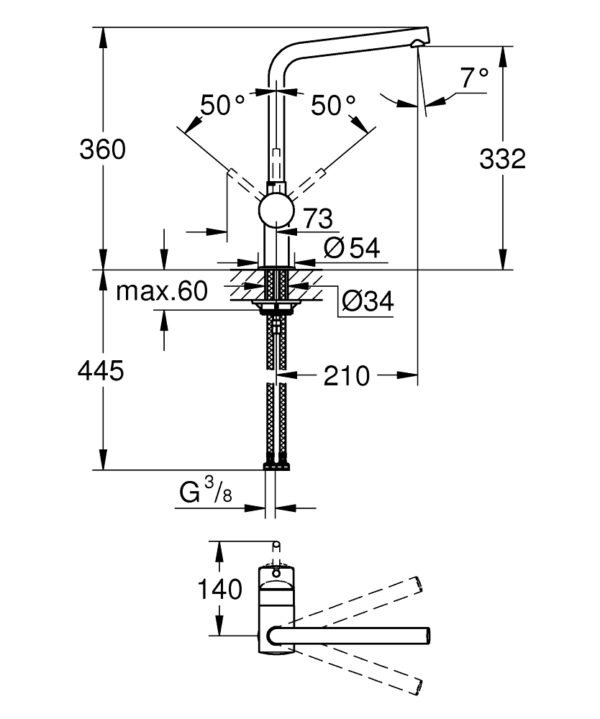ΜΠΑΤΑΡΙΑ ΝΕΡΟΧΥΤΗ Ι MINTA I ΨΗΛΗ 31375000 ΧΡΩΜΕ GROHE - Image 3