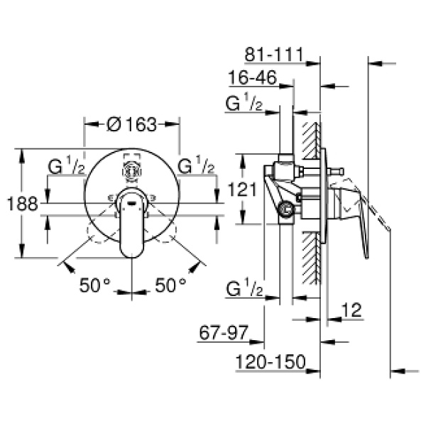 ΑΝΑΜΙΚΤΗΣ ΕΝΤΟΙΧΙΖΟΜΕΝΟΣ ΙΙ KIT EUROSMART COSMOPOLITAN 32879000 ΧΡΩΜΕ GROHE - Image 2