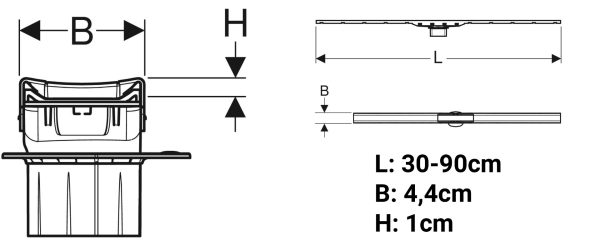 ΚΑΝΑΛΙ ΝΤΟΥΖΙΕΡΑΣ CLEANLINE80 30-90cm ΜΑΥΡΟ - ΧΡΩΜΕ GEBERIT - Image 2