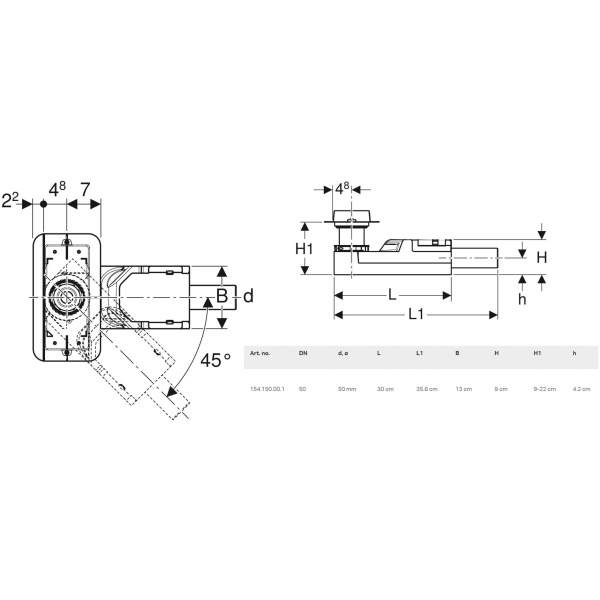 ΣΙΦΩΝΙ ΔΑΠΕΔΟΥ CLEANLINE B 9cm GEBERIT - Image 2