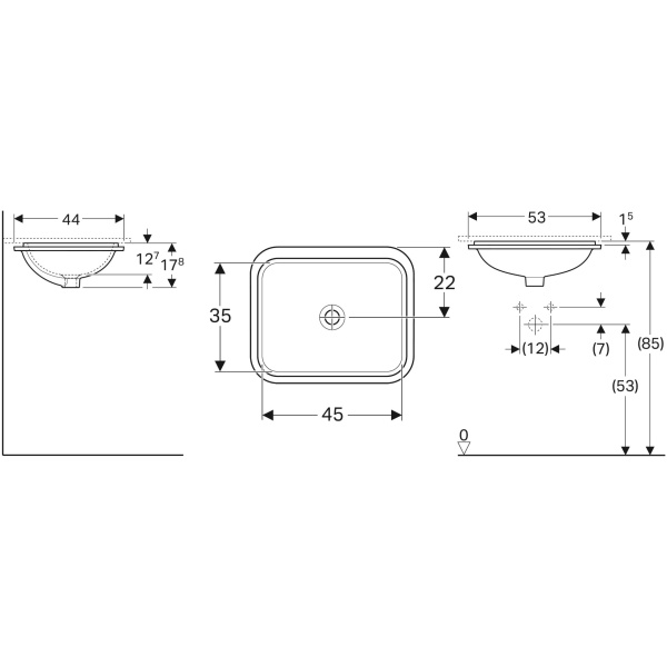 ΝΙΠΤΗΡΑΣ VARIFORM 53x44cm ΥΠΟΚΑΘΗΜΕΝΟΣ ΧΩΡΙΣ ΟΠΗ ΧΩΡΙΣ ΥΠΕΡΧΕΙΛΙΣΗ GEBERIT - Image 2