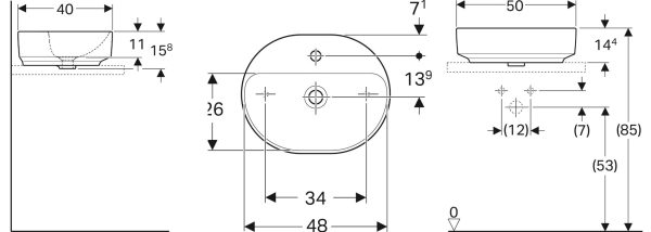 ΝΙΠΤΗΡΑΣ VARIFORM 50x40cm ΕΛΕΥΘΕΡΗΣ ΤΟΠΟΘΕΤΗΣΗΣ ΕΛΛΕΙΠΤΙΚΟΣ ΧΩΡΙΣ ΥΠΕΡΧΕΙΛΙΣΗ GEBERIT - Image 2