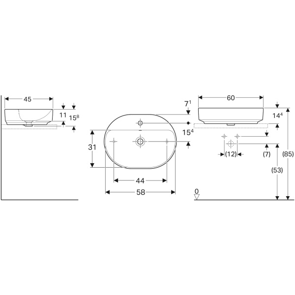 ΝΙΠΤΗΡΑΣ VARIFORM 60x45cm ΕΛΕΥΘΕΡΗΣ ΤΟΠΟΘΕΤΗΣΗΣ ΕΛΛΕΙΠΤΙΚΟΣ ΜΕ ΟΠΗ ΚΑΙ ΥΠΕΡΧΕΙΛΙΣΗ GEBERIT - Image 2