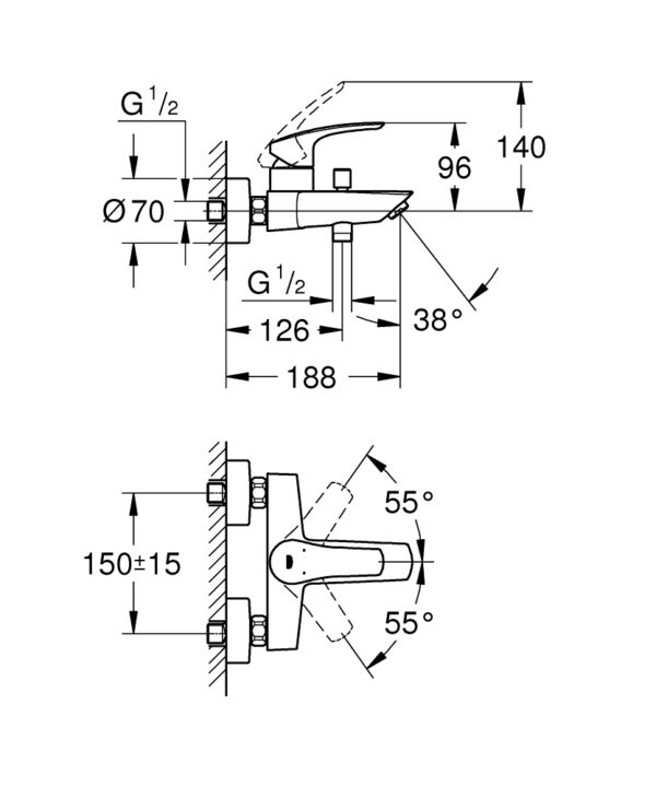 ΜΠΑΤΑΡΙΑ ΛΟΥΤΡΟΥ EUROSMART 33300003 ΧΡΩΜΕ GROHE - Image 3
