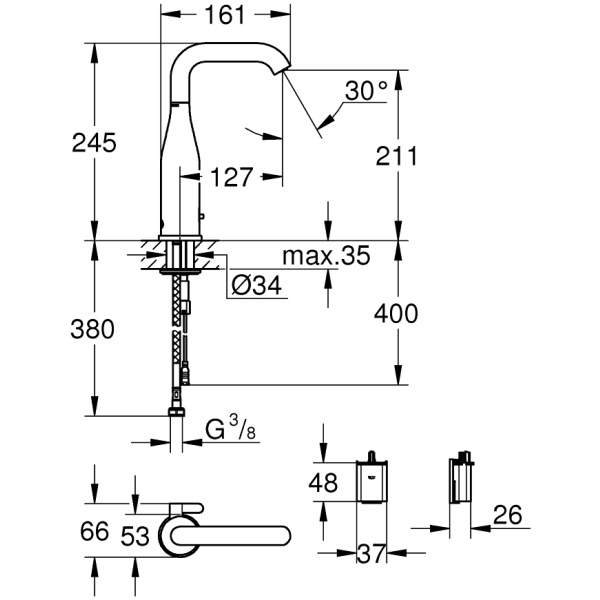 ΜΠΑΤΑΡΙΑ ΝΙΠΤΗΡΟΣ ESSENCE E 36445000 ΜΕ ΦΩΤΟΚΥΤΤΑΡΟ GROHE - Image 3