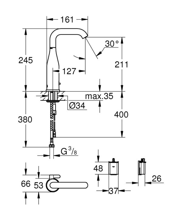 ΜΠΑΤΑΡΙΑ ΝΙΠΤΗΡΟΣ ESSENCE E 36445000 ΜΕ ΦΩΤΟΚΥΤΤΑΡΟ GROHE - Image 3