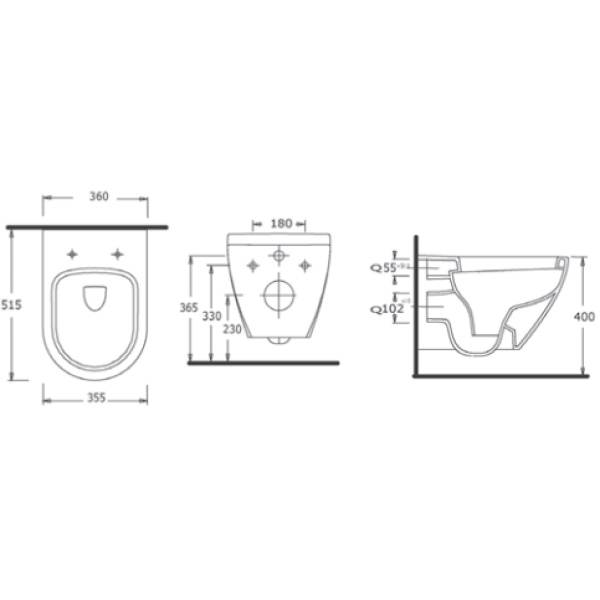78303 TEOS BLACK ΜΑΤΕ ΛΕΚΑΝΗ ΚΡΕΜΑΣΤΗ RIMLESS - Image 2