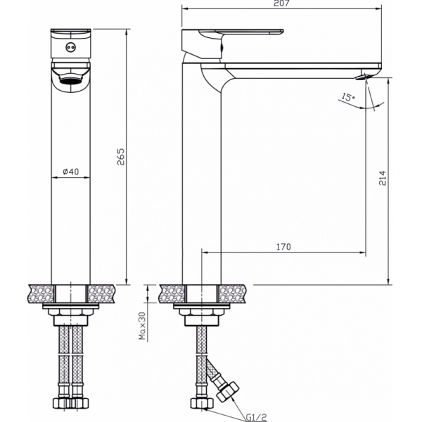 Μπαταρία νιπτήρος ορειχάλκινη ХАНА WHITE ICF 1180505 - Image 3