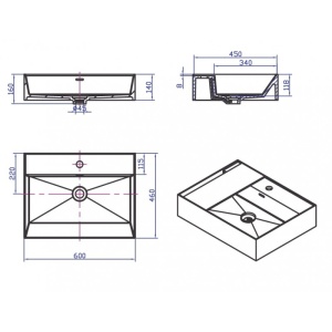 Νιπτήρας ελεύθερης τοποθέτησης ICB 6016W iStone Solid Surface - Image 3