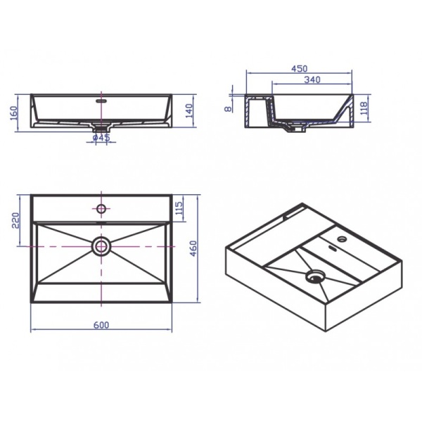 Νιπτήρας ελεύθερης τοποθέτησης ICB 6016W iStone Solid Surface - Image 3