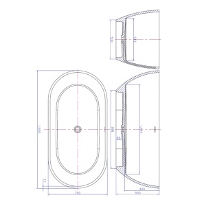 Μπανιέρα ελεύθερης τοποθέτησης -  iStone ICL 65103 150x75x55 εκ - Image 3