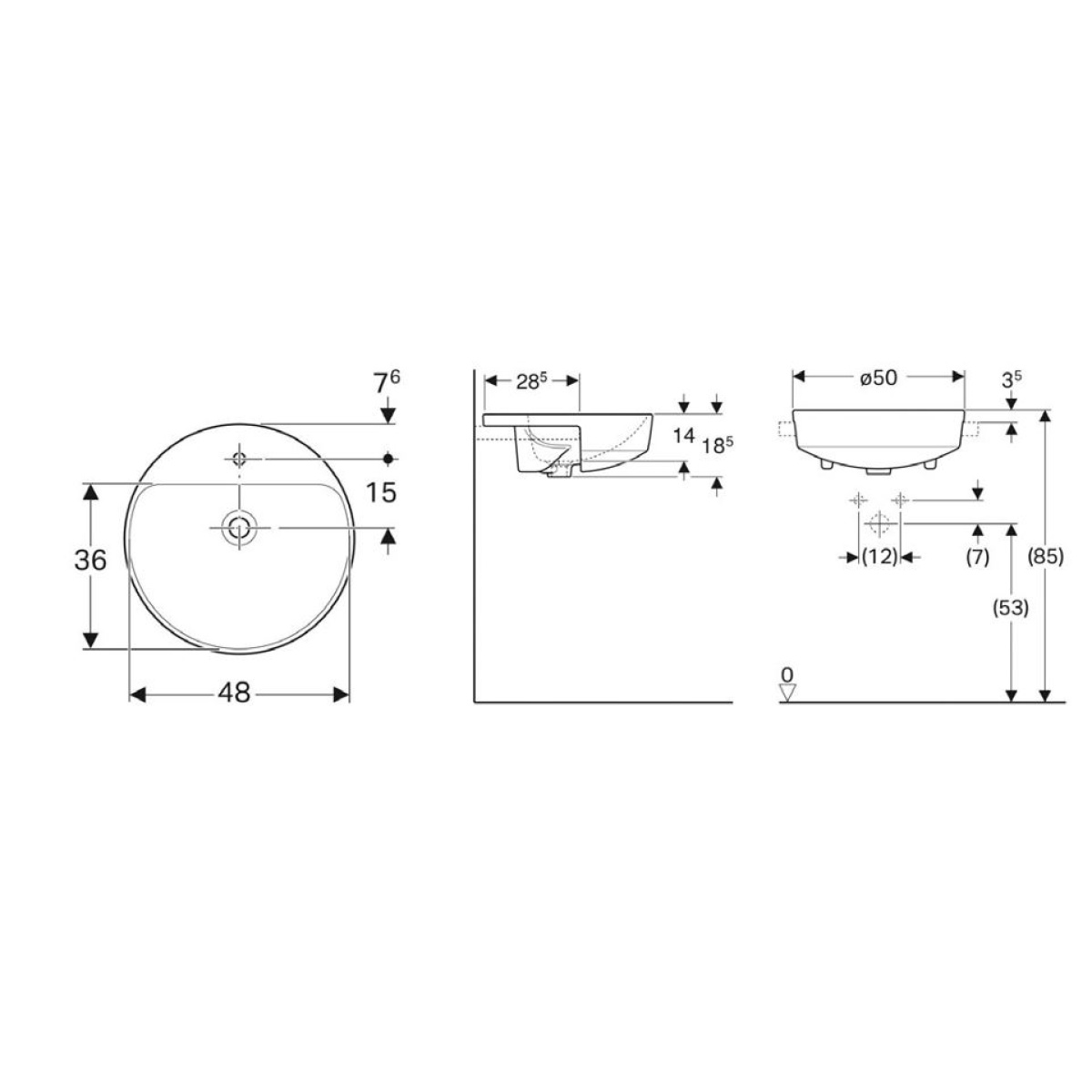 ΝΙΠΤΗΡΑΣ VARIFORM Φ50cm ΣΤΡΟΓΓΥΛΟΣ ΜΕ ΟΠΗ ΚΑΙ ΥΠΕΡΧΕΙΛΙΣΗ ΛΕΥΚΟΣ ΕΛΕΥΘΕΡΗΣ ΤΟΠΟΘΕΤΗΣΗΣ GEBERIT - Image 2
