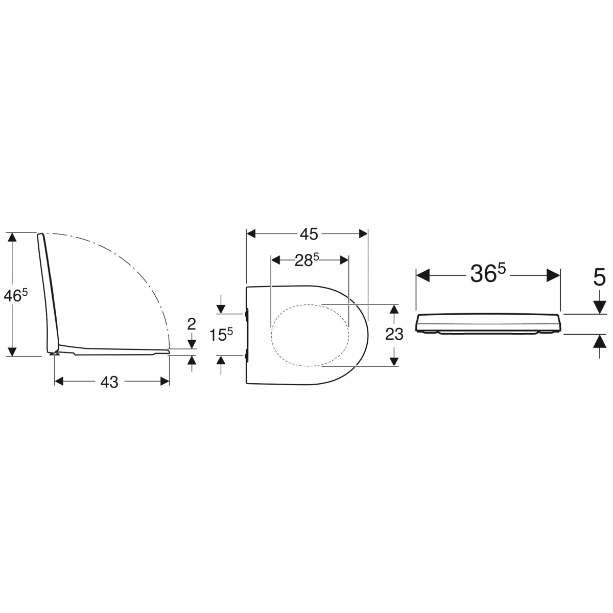 ΚΑΠΑΚΙ ΛΕΚΑΝΗΣ ICON SLIM ΣΤΡΟΓΓΥΛΟ SOFT CLOSE GEBERIT 45x36,5 (15,5) - Image 2