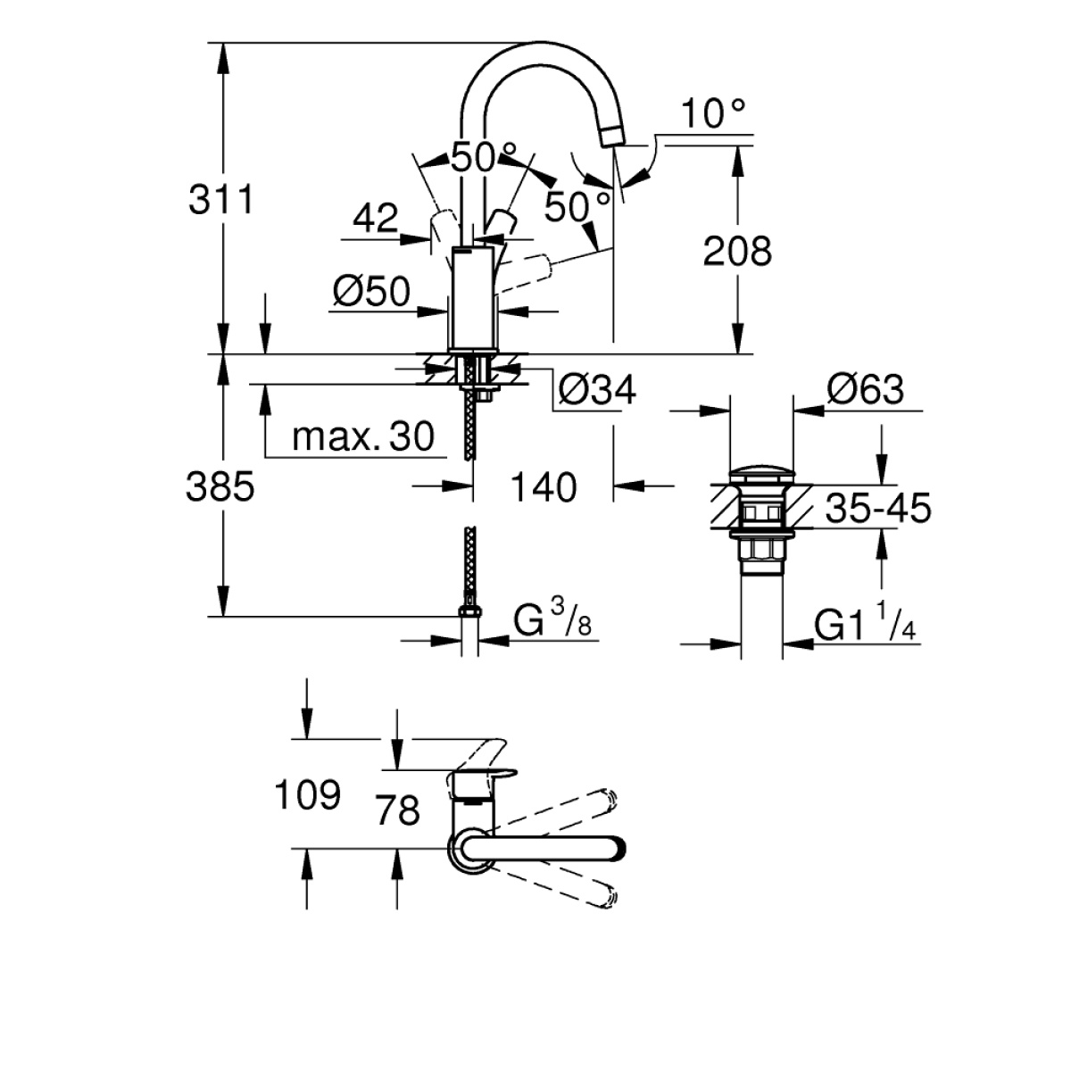ΜΠΑΤΑΡΙΑ ΝΙΠΤΗΡΟΣ EUROSMART 23970003 ΨΗΛΗ ΧΡΩΜΕ GROHE - Image 2
