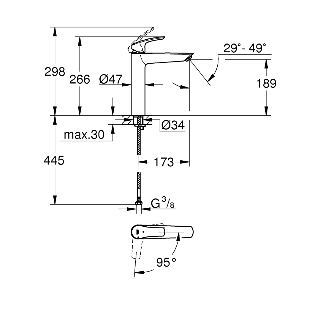 ΜΠΑΤΑΡΙΑ ΝΙΠΤΗΡΟΣ EUROSMART 24164003 ΧΡΩΜΕ GROHE - Image 2