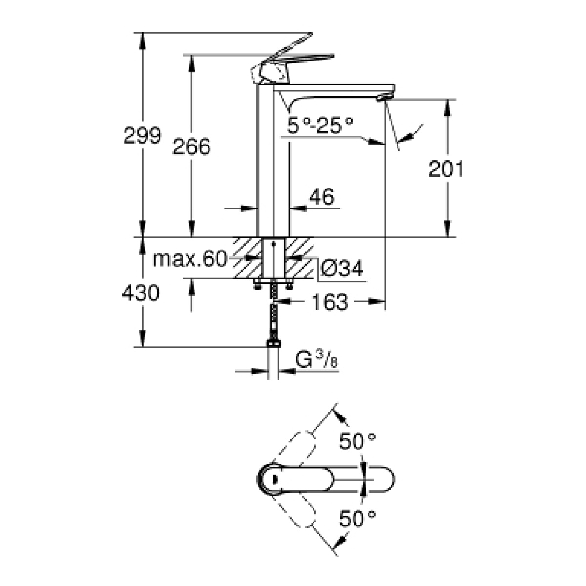 ΜΠΑΤΑΡΙΑ ΝΙΠΤΗΡΟΣ EUROSMART COSMOPOLITAN 23921000 ΨΗΛΗ ΧΡΩΜΕ GROHE - Image 3