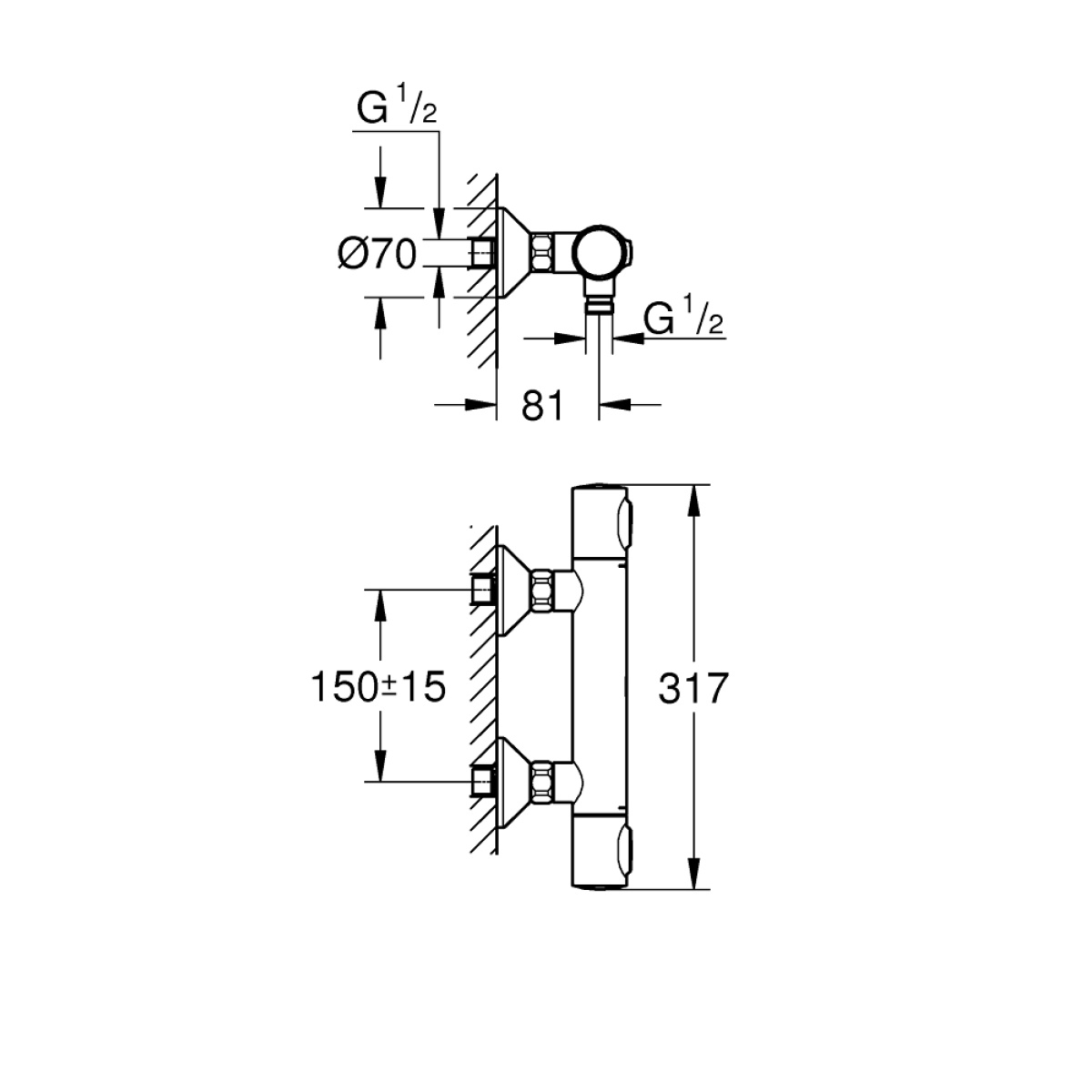 ΜΠΑΤΑΡΙΑ ΝΤΟΥΖΙΕΡΑΣ GROHTHERM 500 34793000 ΜΟΝΟ ΣΩΜΑ ΘΕΡΜΟΣΤΑΤΙΚΗ ΧΡΩΜΕ GROHE - Image 3