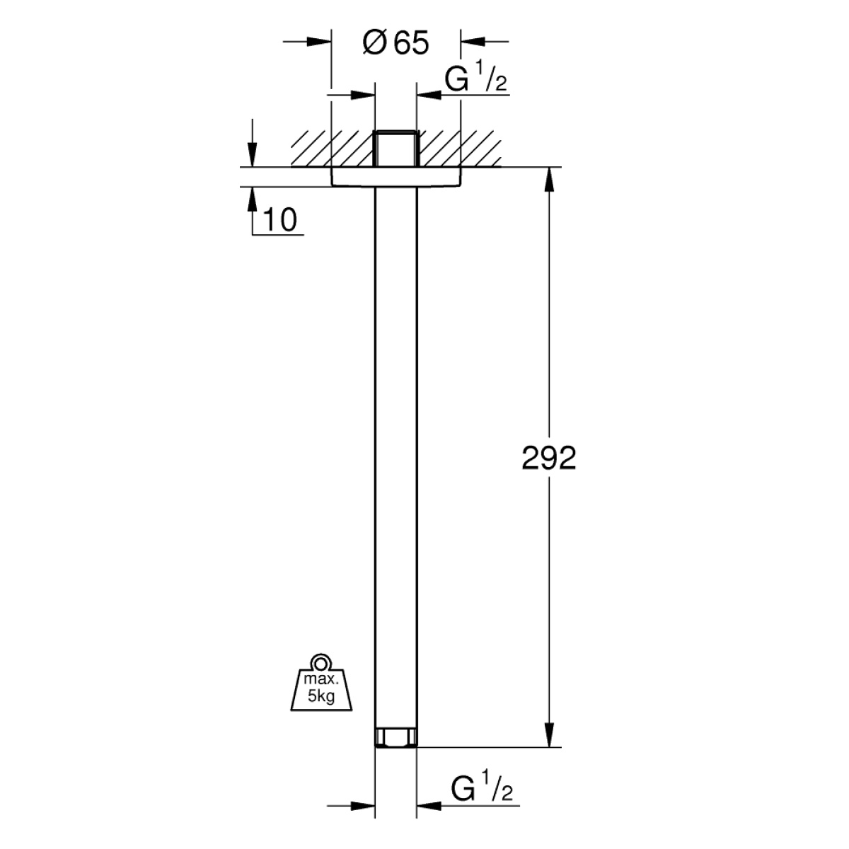 ΒΡΑΧΙΟΝΑΣ ΟΡΟΦΗΣ ΣΤΡΟΓΓΥΛΟΣ RS 29,2cm 28497000 ΧΡΩΜΕ GROHE - Image 2