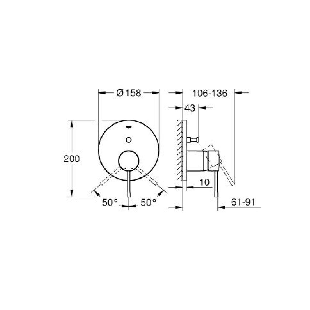 ΑΝΑΜΙΚΤΗΣ ΕΝΤΟΙΧΙΖΟΜΕΝΟΣ ΙΙ ESSENCE 24167AL1 BRUSHED HARD GRAPHITE GROHE - Image 2