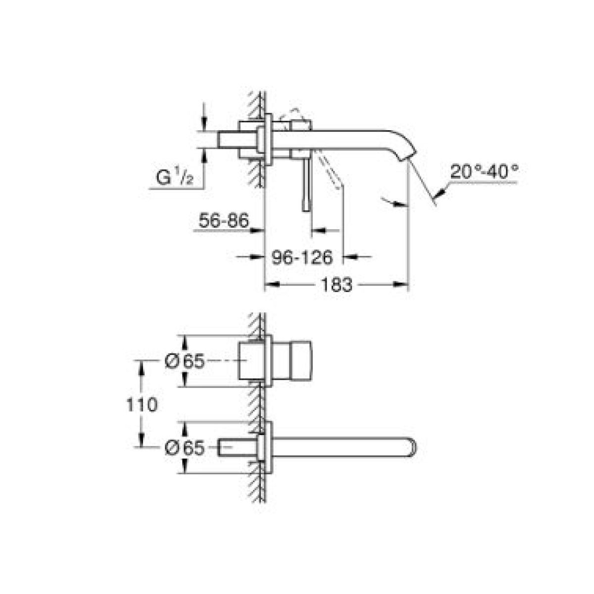 ΜΠΑΤΑΡΙΑ ΝΙΠΤΗΡΟΣ ΕΝΤΟΙΧΙΖΟΜΕΝΗ ESSENCE 29192AL1 BRUSHED HARD GRAPHITE GROHE - Image 2