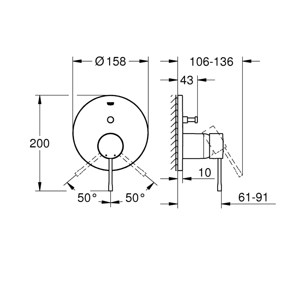 ΑΝΑΜΙΚΤΗΣ ΕΝΤΟΙΧΙΣΜΕΝΟΣ ESSENCE ΙΙ 24058DC1 SUPERSTEEL GROHE - Image 2