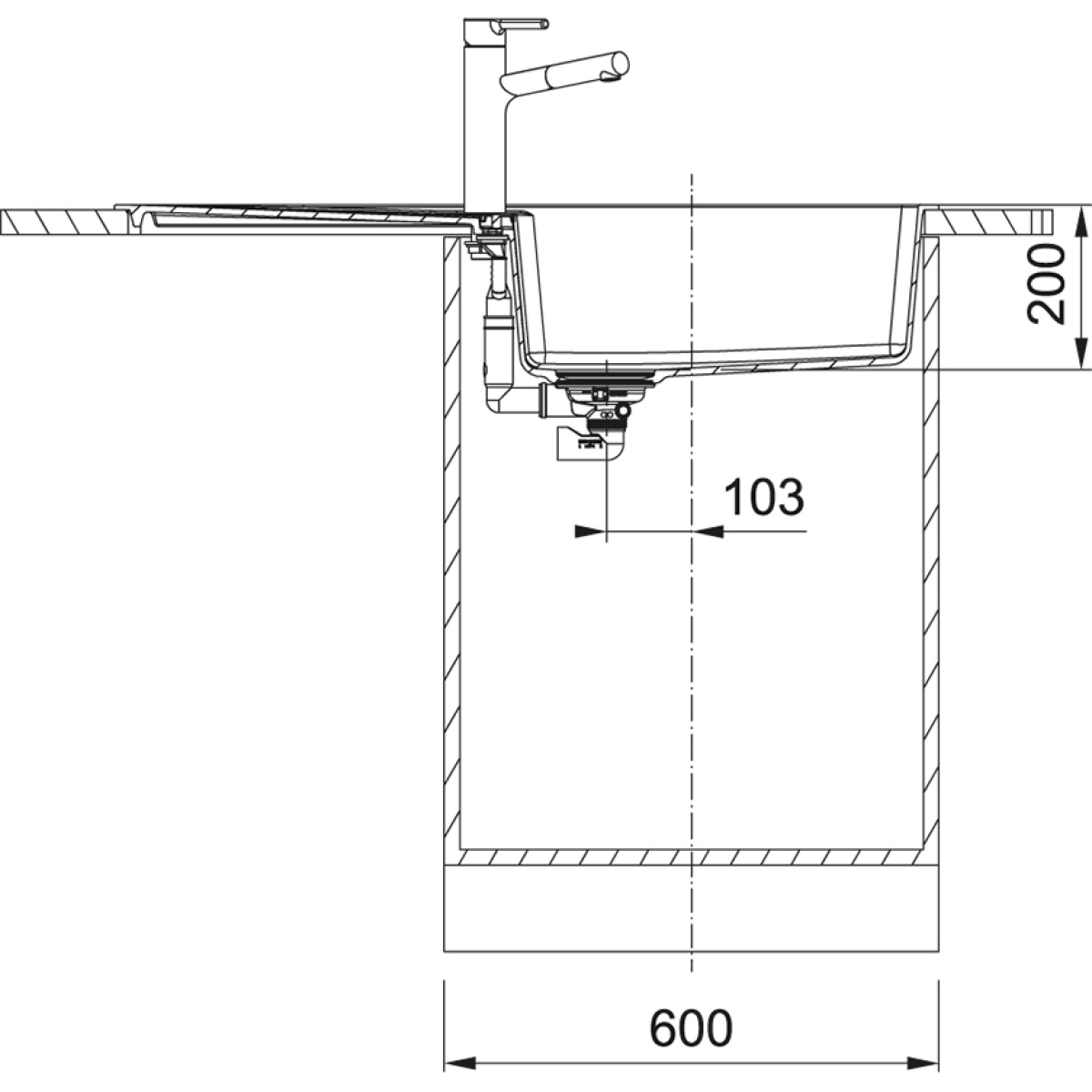 ΝΕΡΟΧΥΤΗΣ ΓΡΑΝΙΤΗ 100x50cm CENTRO CNG 611/211-100 POLAR WHITE FRANKE - Image 3