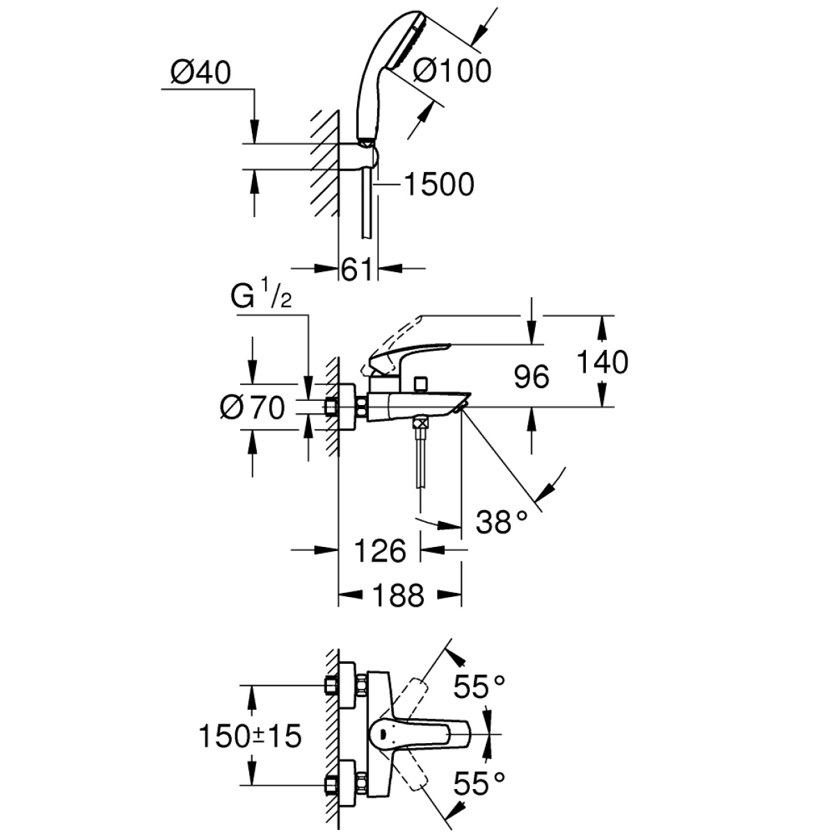 ΜΠΑΤΑΡΙΑ ΛΟΥΤΡΟΥ EUROSMART 33302003 ΣΕΤ GROHE - Image 2