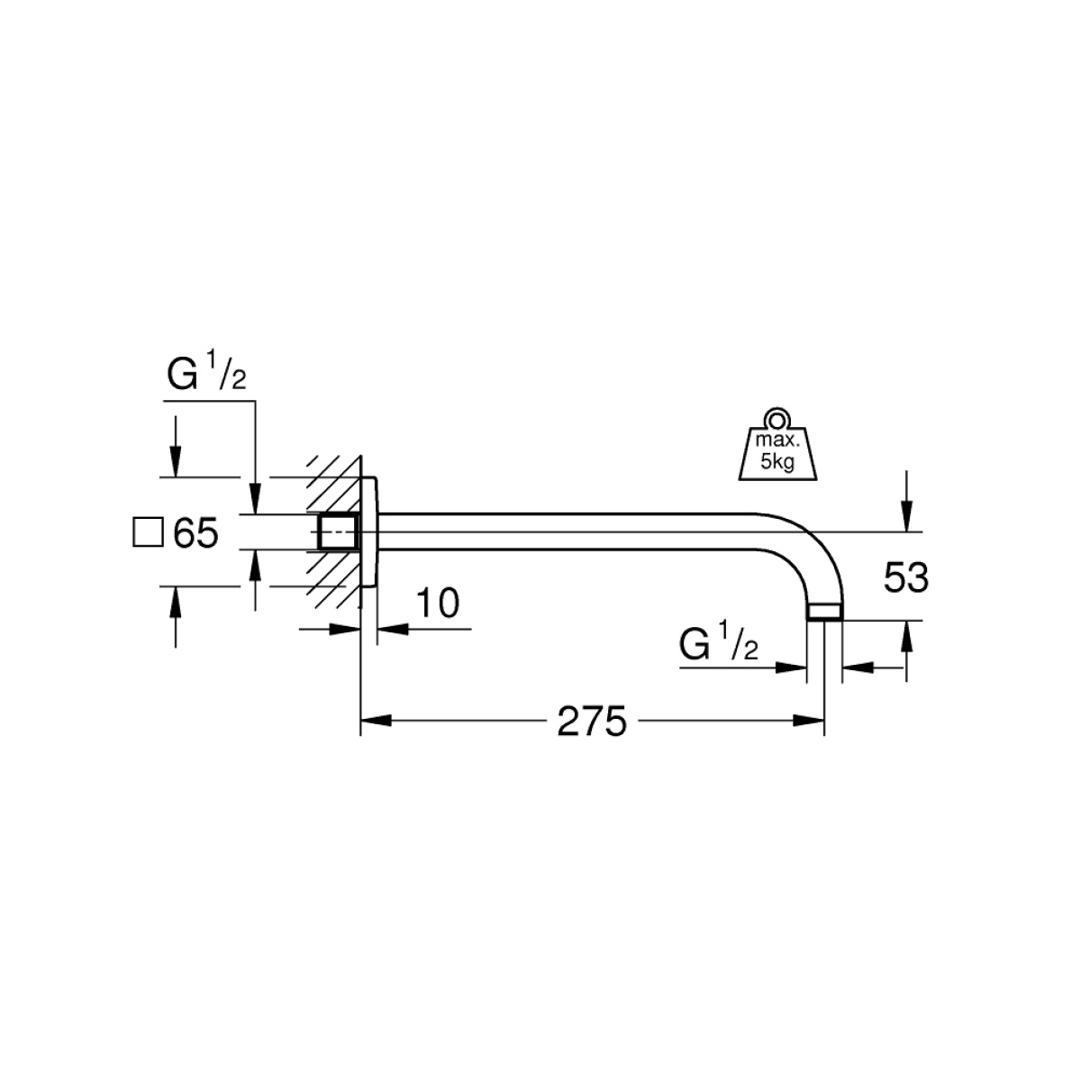 ΒΡΑΧΙΟΝΑΣ ΤΟΙΧΟΥ RAINSHOWER 27,5cm 27488000 ΧΡΩΜΕ GROHE - Image 2