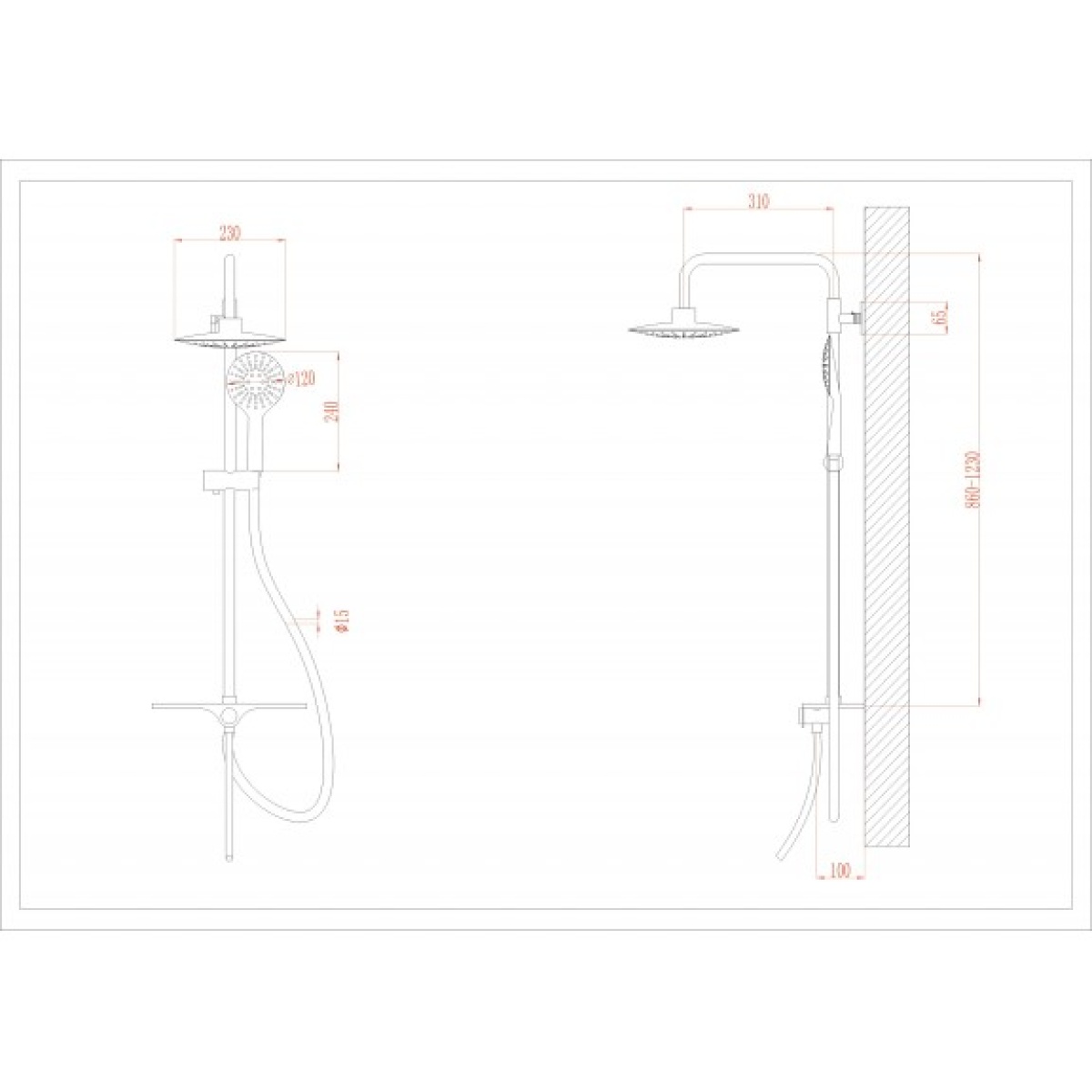 Στήλη ντους με τηλεσκοπικό σύστημα ICT 6106 KRISTI BLACK - Image 3