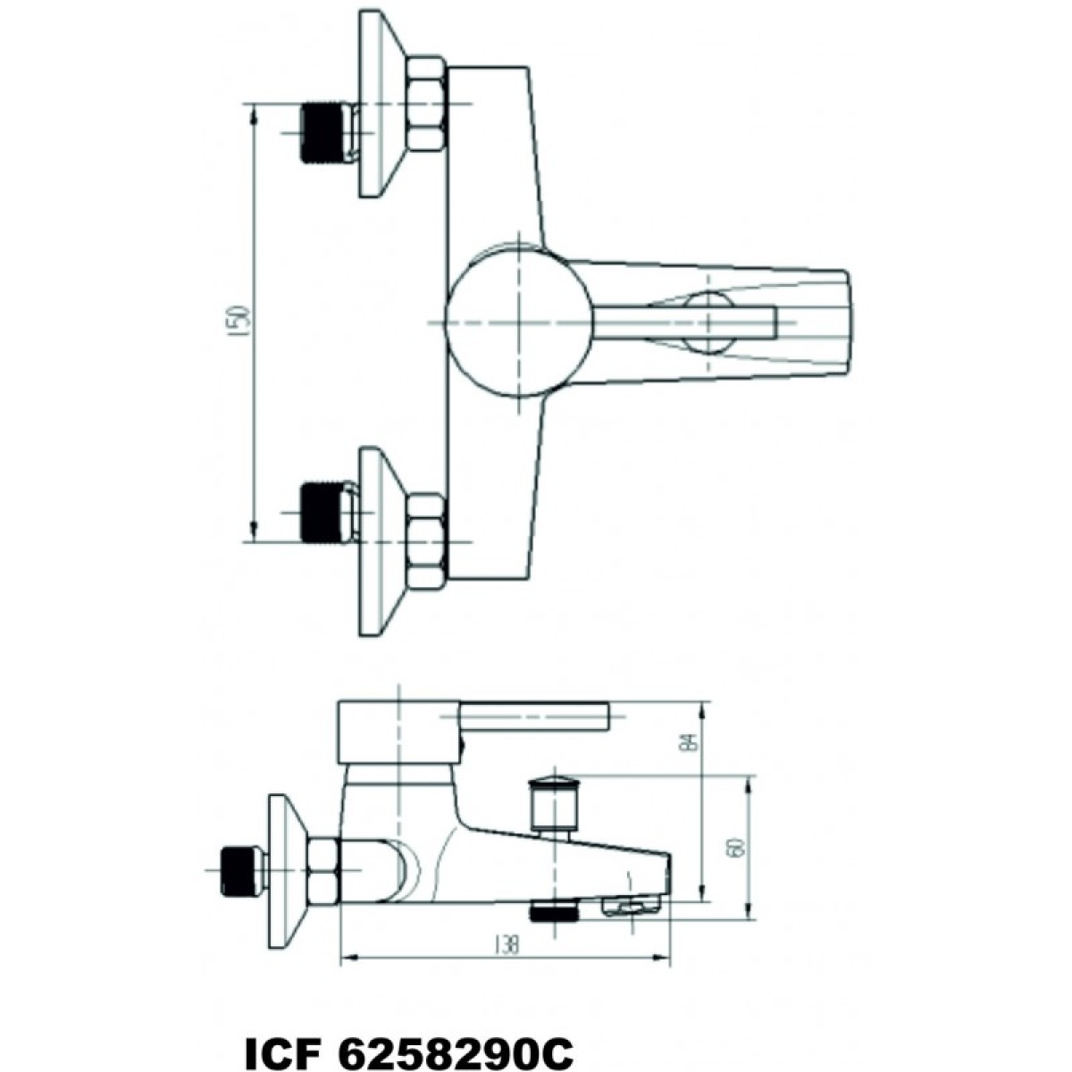 Ορειχάλκινη μπαταρία λουτρού ICF 6258290C - Image 2