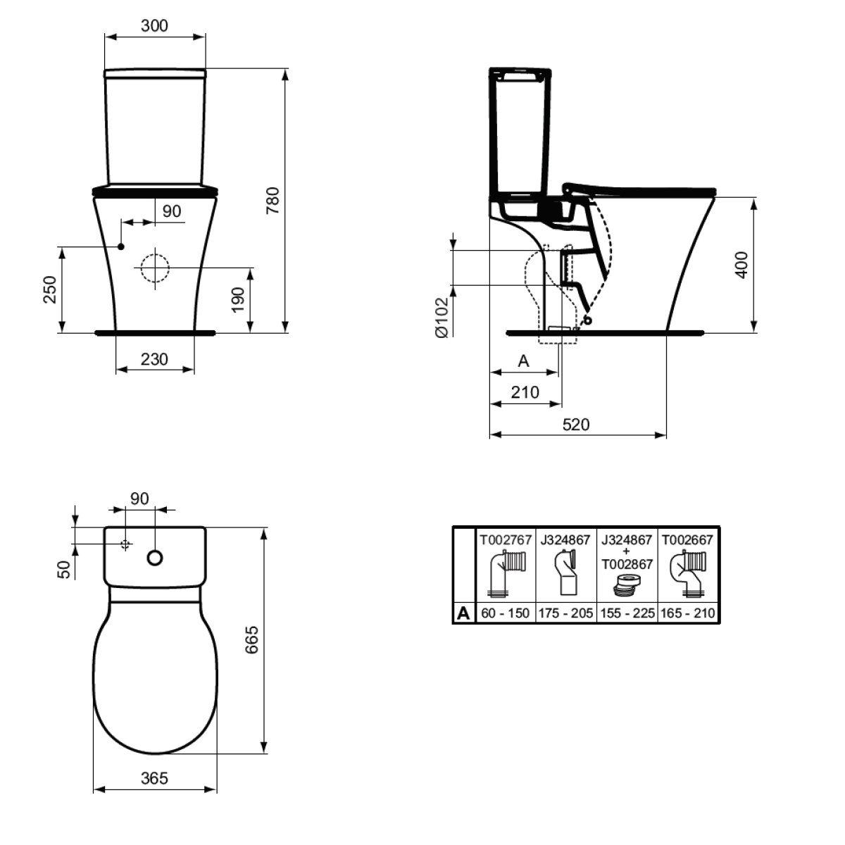 ΛΕΚΑΝΗ ΧΑΜΗΛΗΣ ΠΙΕΣΗΣ CONNECT AIR AQUABLADE ΠΙΣΩ ΣΙΦΩΝΙ ΛΕΥΚΗ IDEAL - Image 3