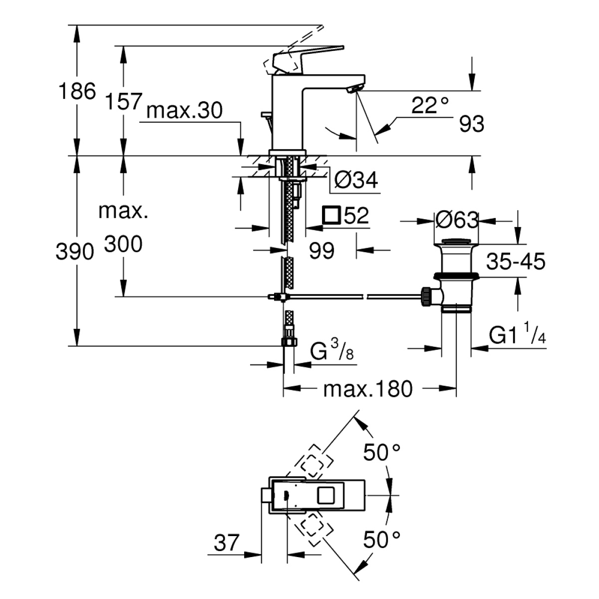 ΜΠΑΤΑΡΙΑ ΝΙΠΤΗΡΟΣ EUROCUBE S-SIZE 2312700E ΧΡΩΜΕ GROHE - Image 2