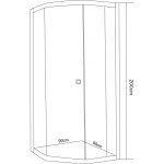 ΚΑΜΠΙΝΑ ΗΜΙΚΥΚΛΙΚΗ ΔΙΑΦΑΝΟ ΚΡΥΣΤΑΛΛΟ ICS 169FC 90x90x200 - Image 2