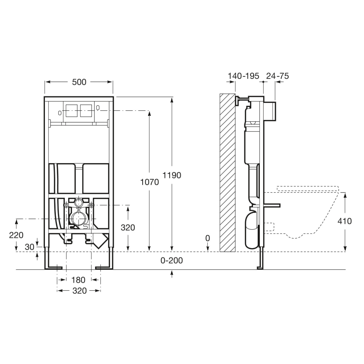 ΚΑΖΑΝΑΚΙ ΕΝΤΟΙΧΙΖΟΜΕΝΟ DUPLO WC SMART A890090800 14cm ROCA - Image 2