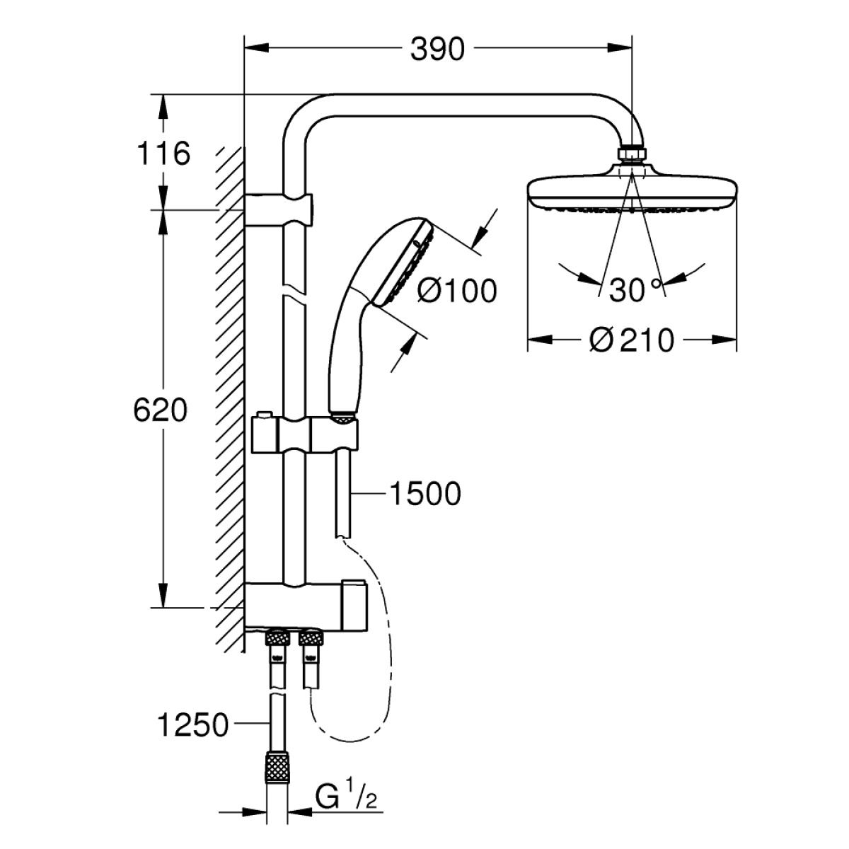 ΣΤΗΛΗ ΝΤΟΥΖ TEMPESTA SYSTEM 210 26381001 ΧΡΩΜΕ GROHE - Image 2