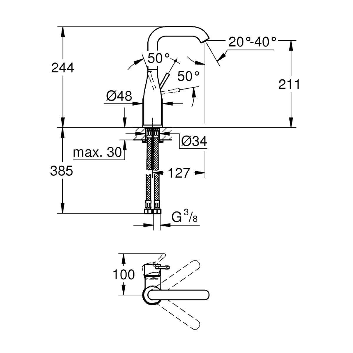 ΜΠΑΤΑΡΙΑ ΝΙΠΤΗΡΟΣ ESSENCE 24177KF1 ΨΗΛΗ PHANTOM BLACK GROHE - Image 2
