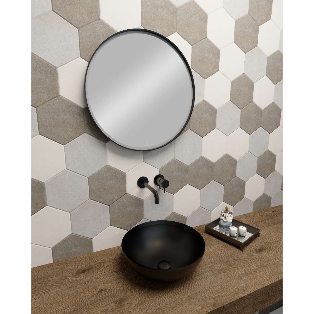 ΚΑΘΡΕΠΤΗΣ ΜΠΡΟΝΖΕ 60Ν7 60cm ΜΕ LED ΣΤΡΟΓΓΥΛΟΣ - Image 2