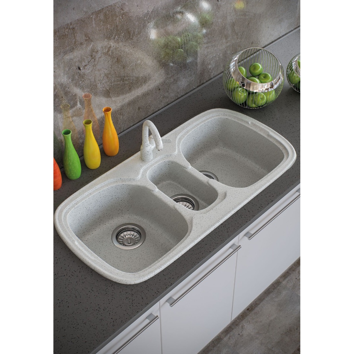 ΝΕΡΟΧΥΤΗΣ ΣΥΝΘΕΤΙΚΟΣ 96x51cm 303 SANITEC GRANITE WHITE - Image 4