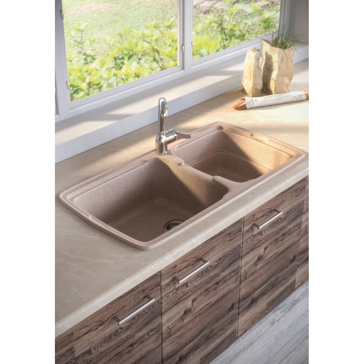 ΝΕΡΟΧΥΤΗΣ ΣΥΝΘΕΤΙΚΟΣ 96x51cm CLASSIC 305 GRANITE SAND SANITEC - Image 5